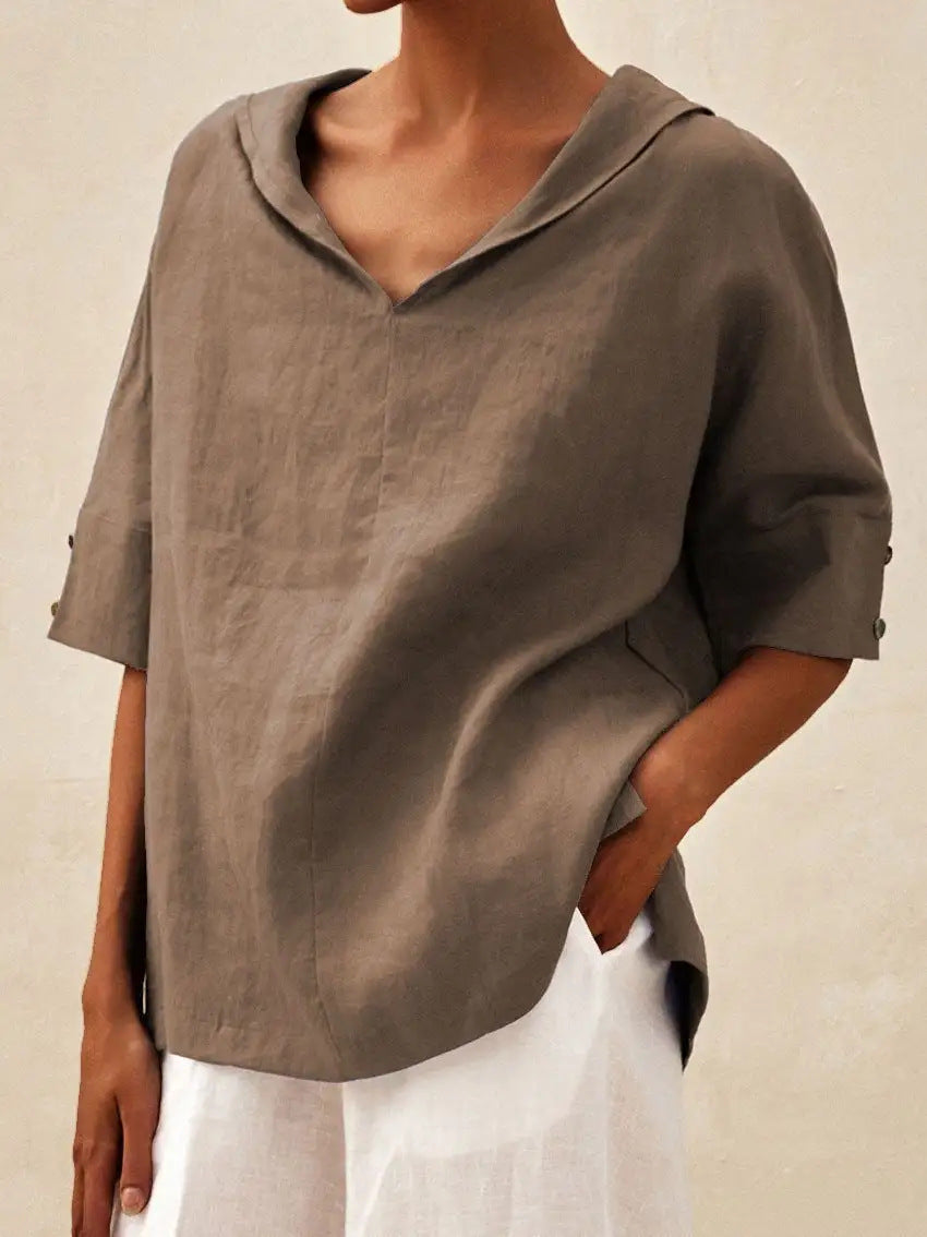 BEAUMONT NICE | BLOUSE EN LIN À COL EN V POUR FEMMES