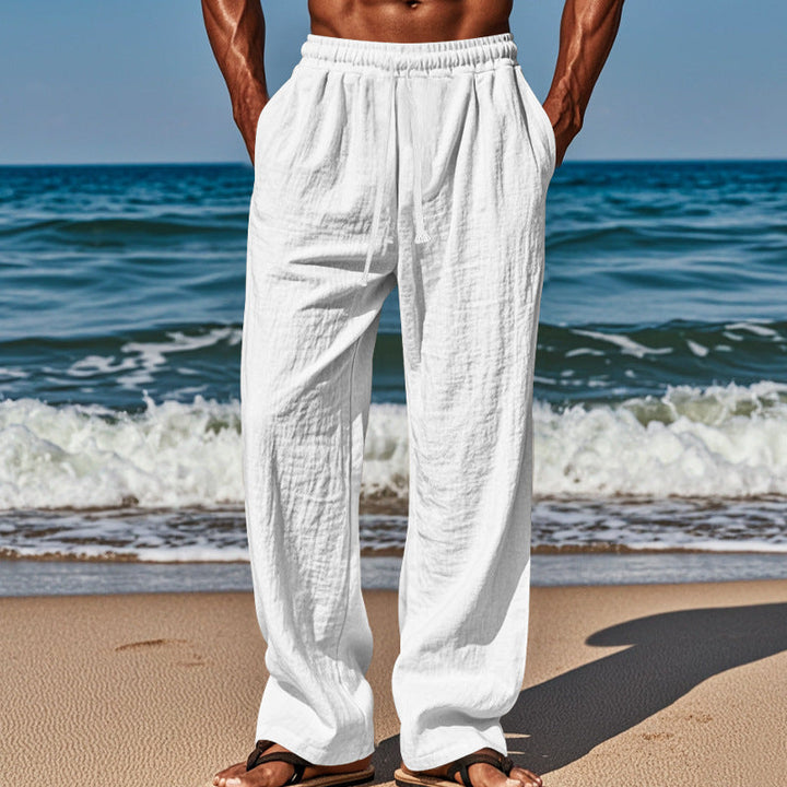 DRAWCORD LINEN TROUSERS FOR MEN