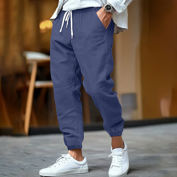 DRAWSTRING LINEN TROUSERS FOR MEN