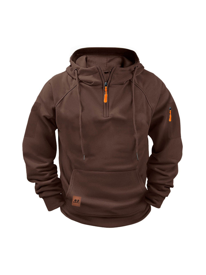HALF ZIP HOODED SWEATSHIRT FOR MEN
