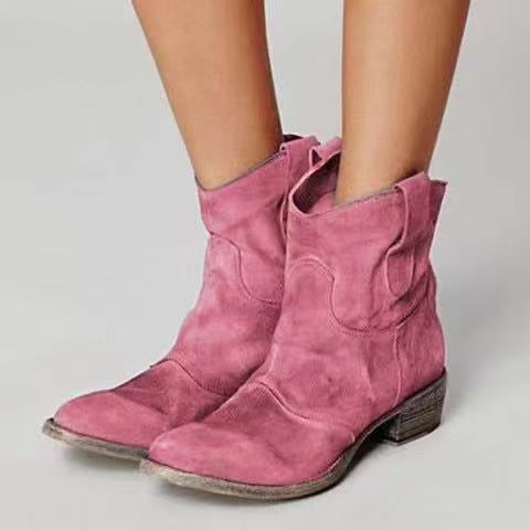 BEAUMONT NICE | BOTTES CLASSIQUES EN DAIM À TALONS BLOCS WESTERN POUR FEMMES