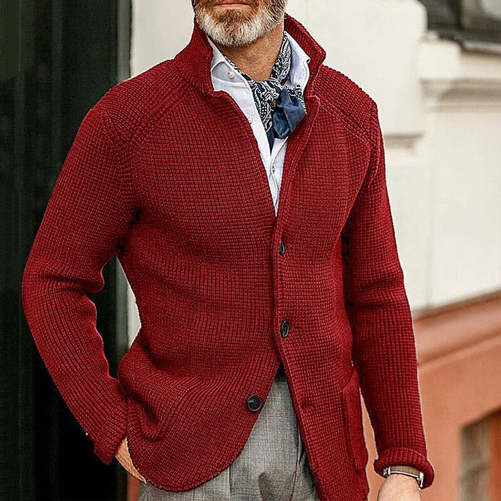 STAND COLLAR KNIT CARDIGAN FOR MEN