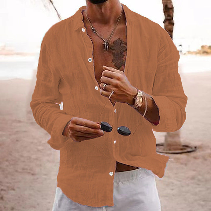 OPEN COLLAR COTTON SHIRT FOR MEN