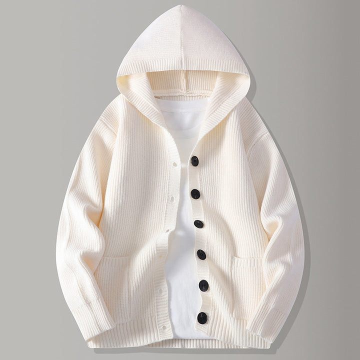 HOODED TEXTURED CARDIGAN FOR MEN