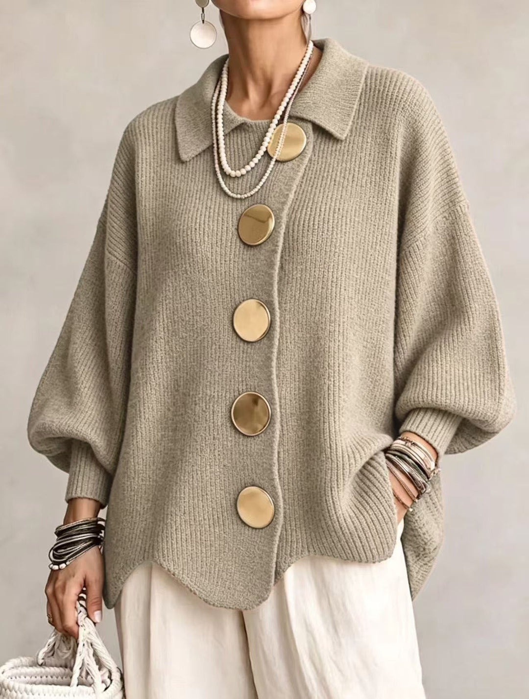 BEAUMONT NICE | GILET EN TRICOTÉE À COL OVERSIZE POUR FEMMES