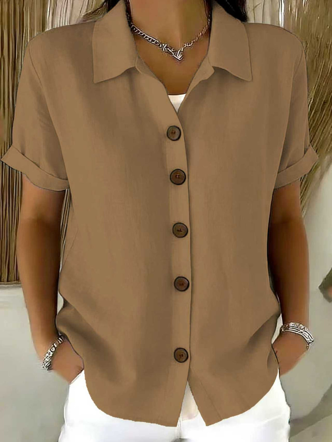 BEAUMONT NICE | CHEMISE À MANCHES COURTES AVEC COL POUR FEMMES