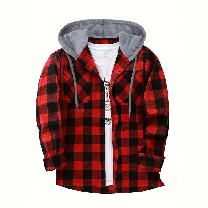 PLAID HOODED SWEATSHIRT FOR MEN