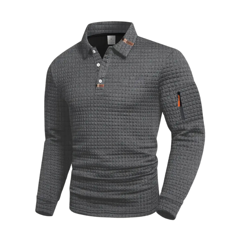 WAFFLE KNIT POLO FOR MEN