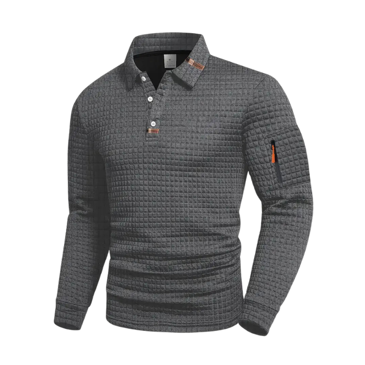 WAFFLE KNIT POLO FOR MEN