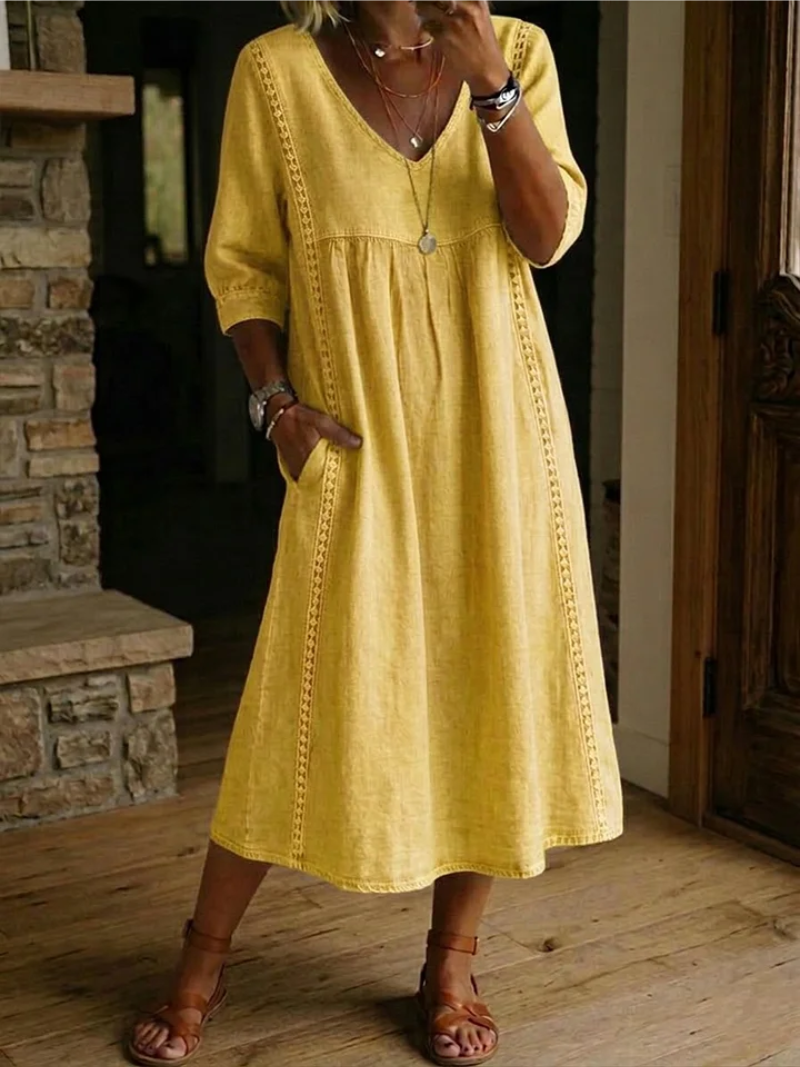 BEAUMONT NICE | ROBE MIDI CLASSIQUE COL V FEMME