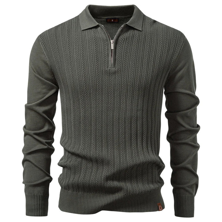 TEXTURED ZIPPER POLO FOR MEN