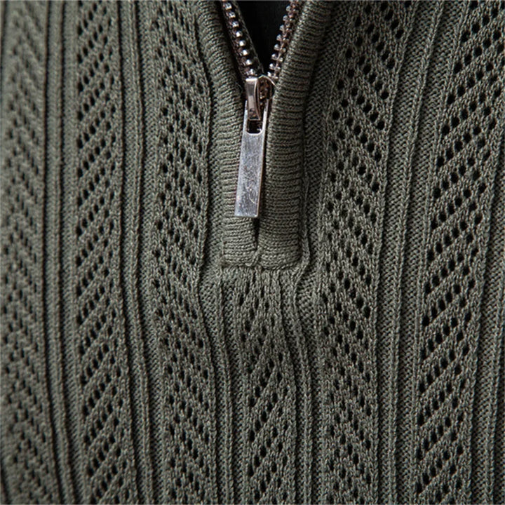 TEXTURED ZIPPER POLO FOR MEN