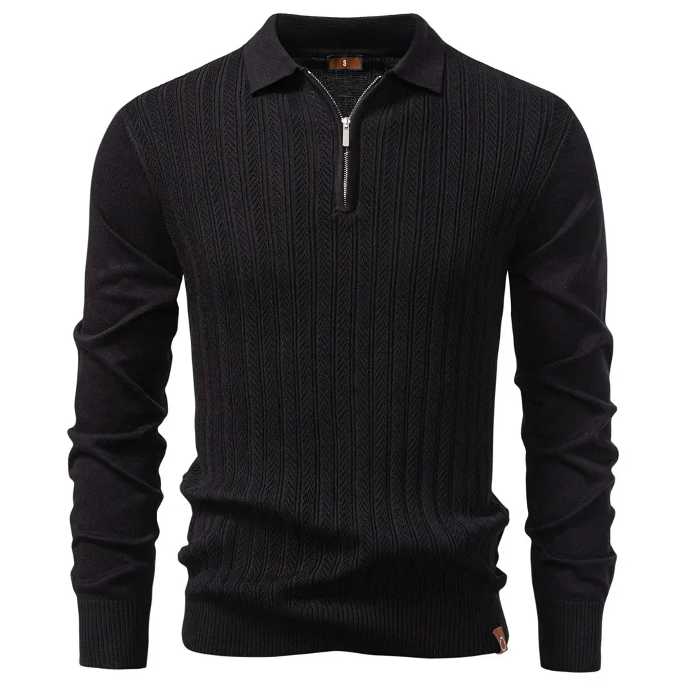TEXTURED ZIPPER POLO FOR MEN