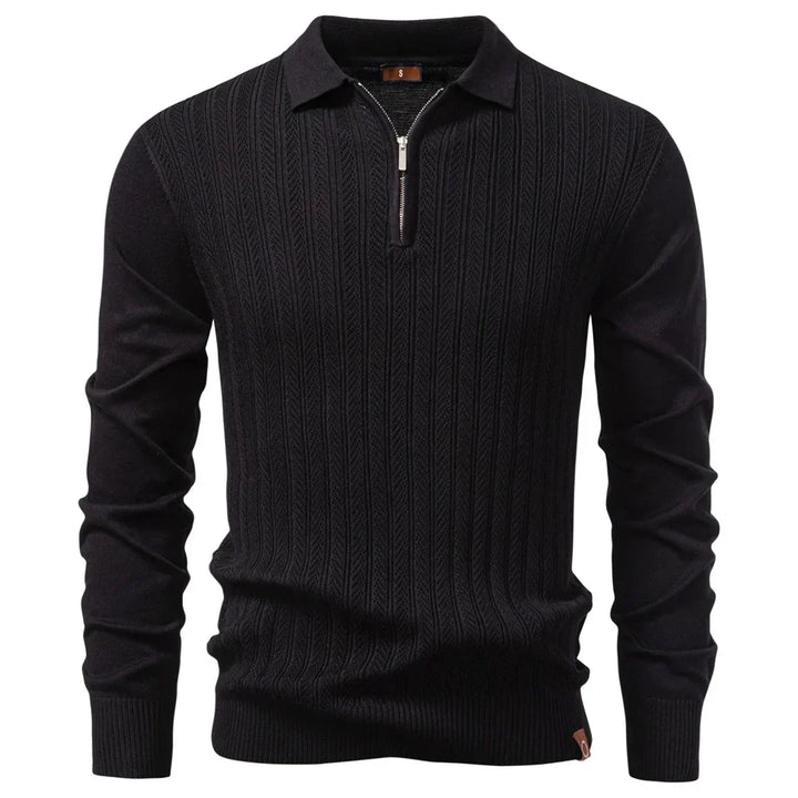 TEXTURED ZIPPER POLO FOR MEN