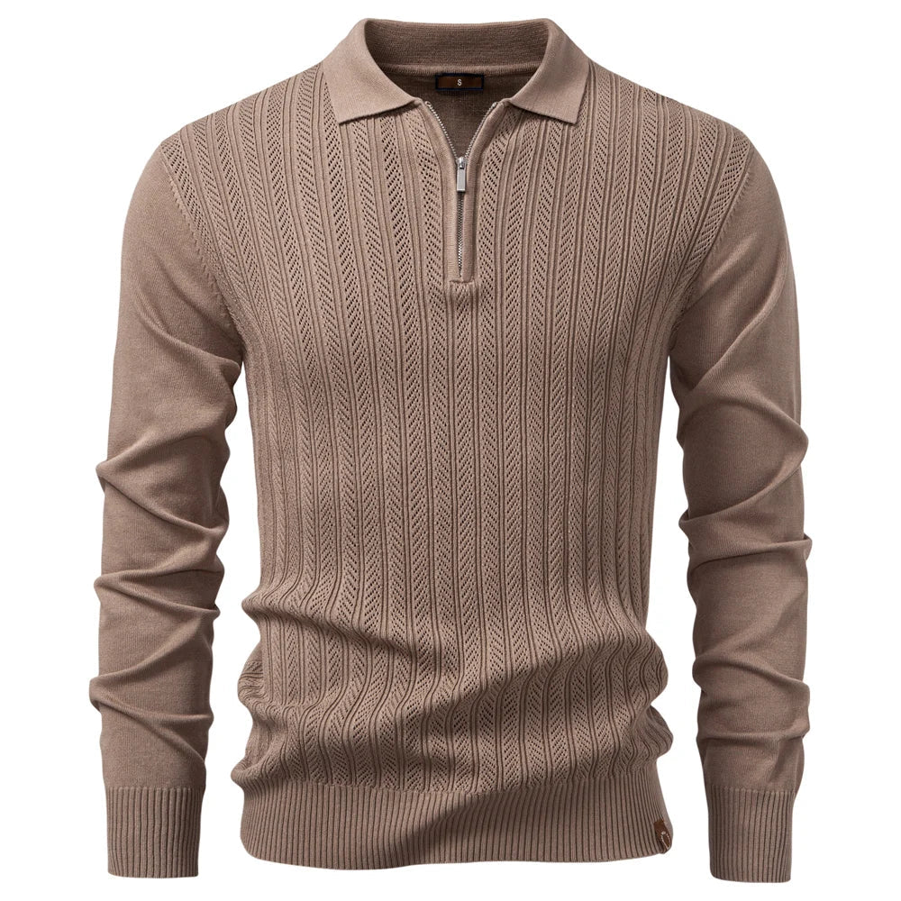 TEXTURED ZIPPER POLO FOR MEN