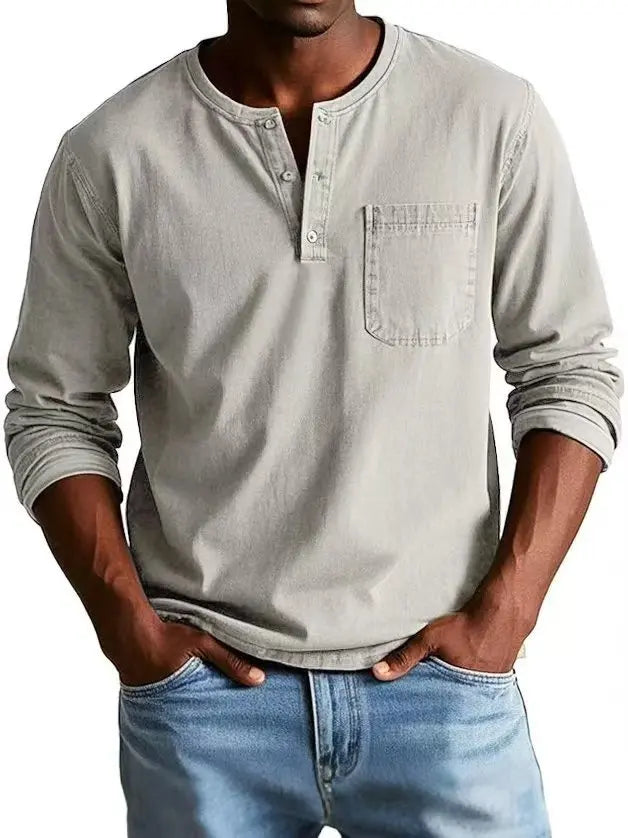 VINTAGE HENLEY SHIRT FOR MEN
