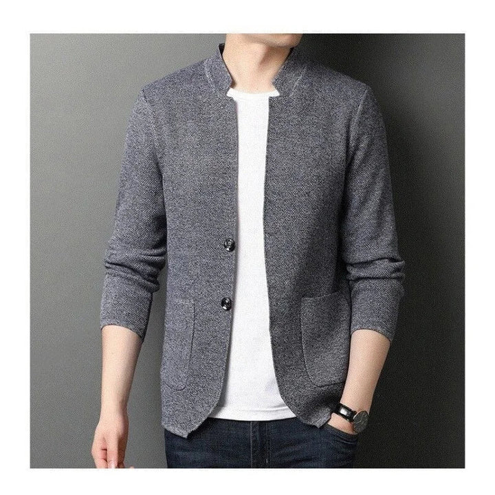 KNIT STAND COLLAR CARDIGAN FOR MEN