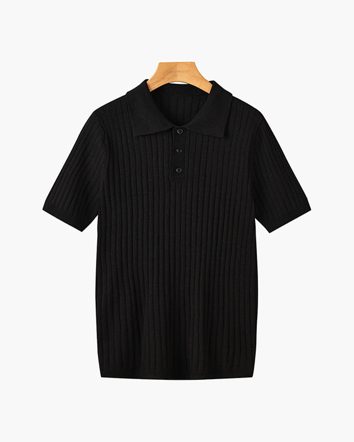 TEXTURED COTTON POLO FOR MEN