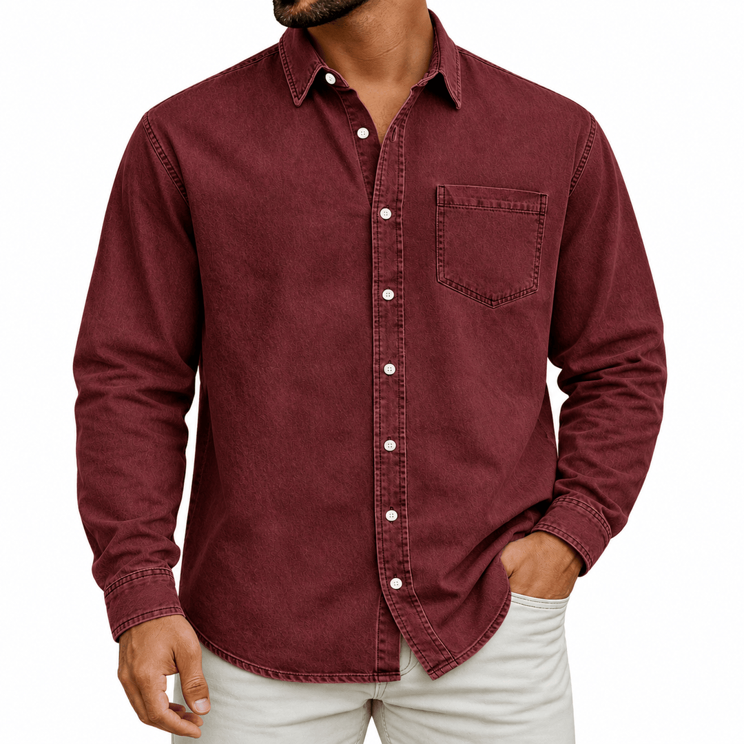 PRE-WASHED DENIM SHIRT FOR MEN