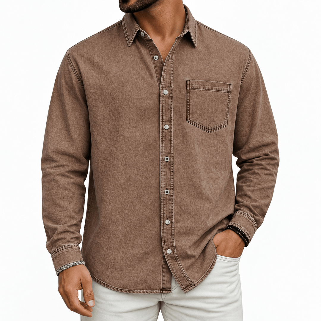 PRE-WASHED DENIM SHIRT FOR MEN