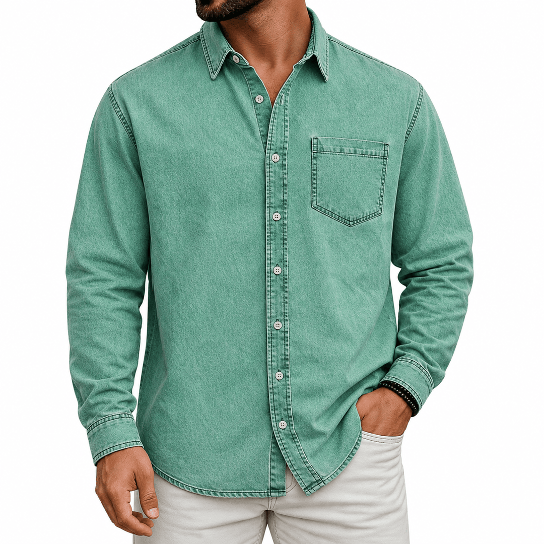 PRE-WASHED DENIM SHIRT FOR MEN