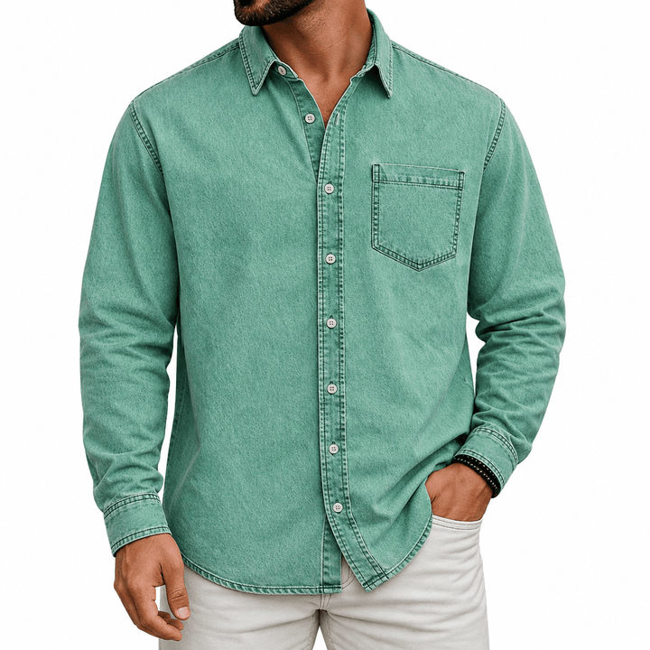 PRE-WASHED DENIM SHIRT FOR MEN
