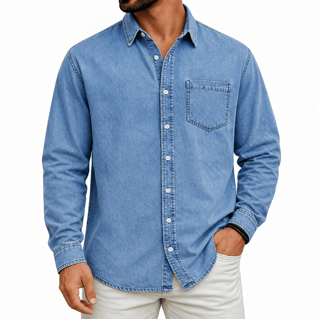 PRE-WASHED DENIM SHIRT FOR MEN