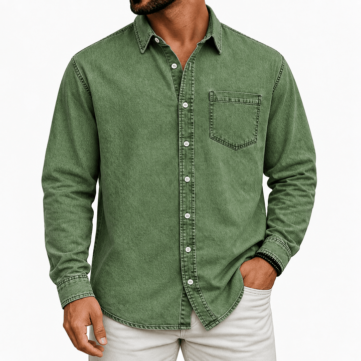 PRE-WASHED DENIM SHIRT FOR MEN