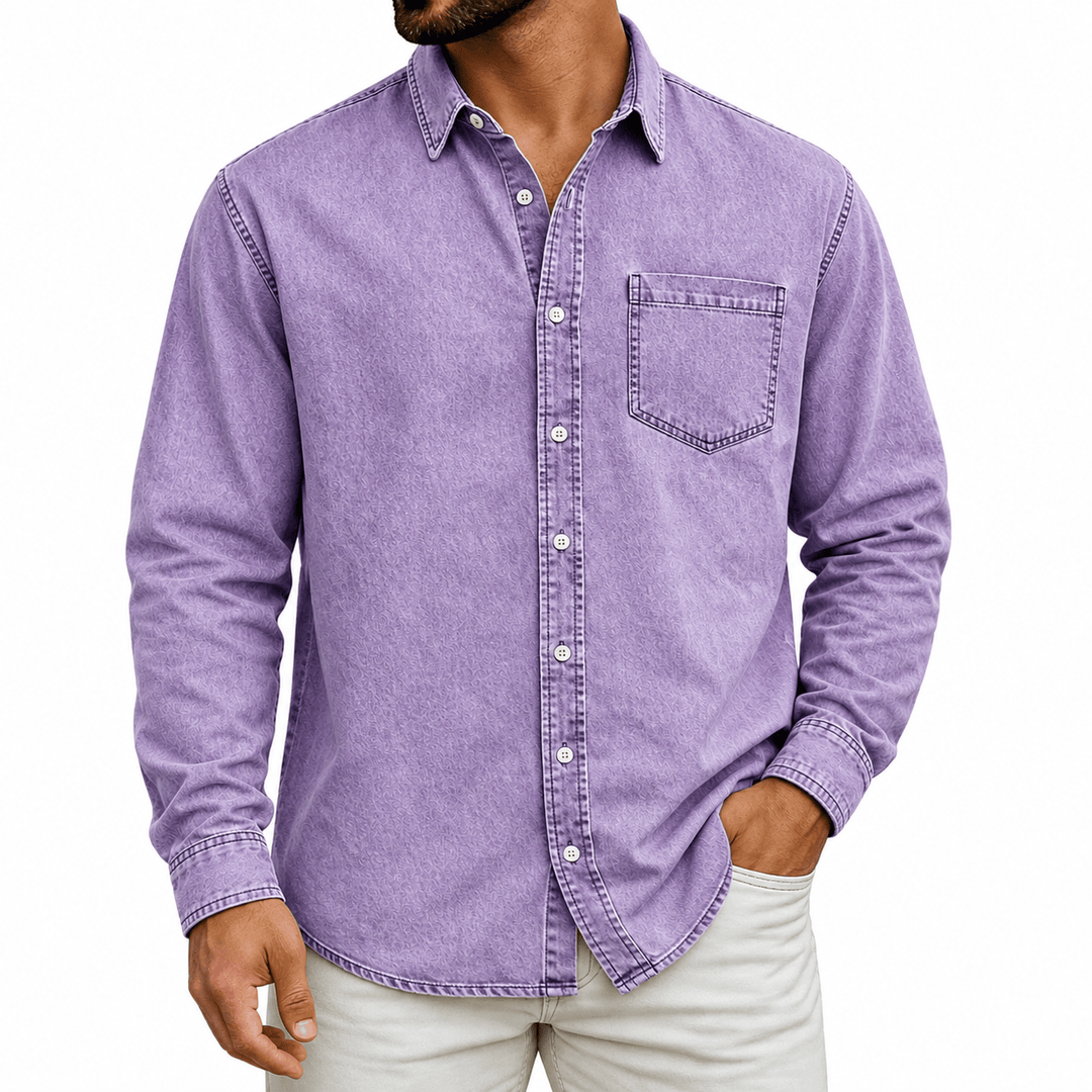 PRE-WASHED DENIM SHIRT FOR MEN