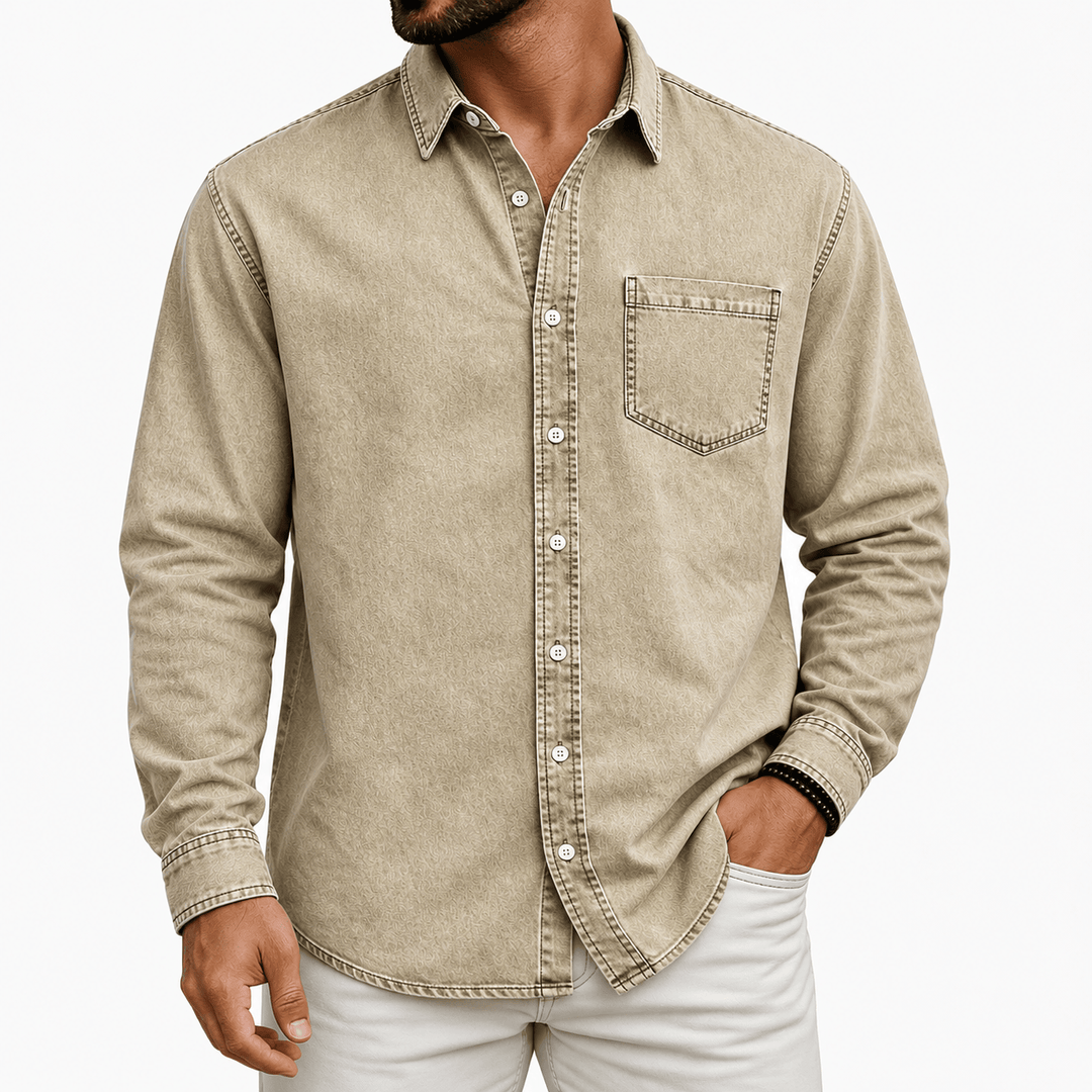 PRE-WASHED DENIM SHIRT FOR MEN
