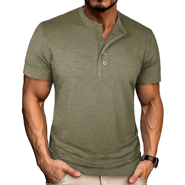 HENLEY NECK T-SHIRT FOR MEN