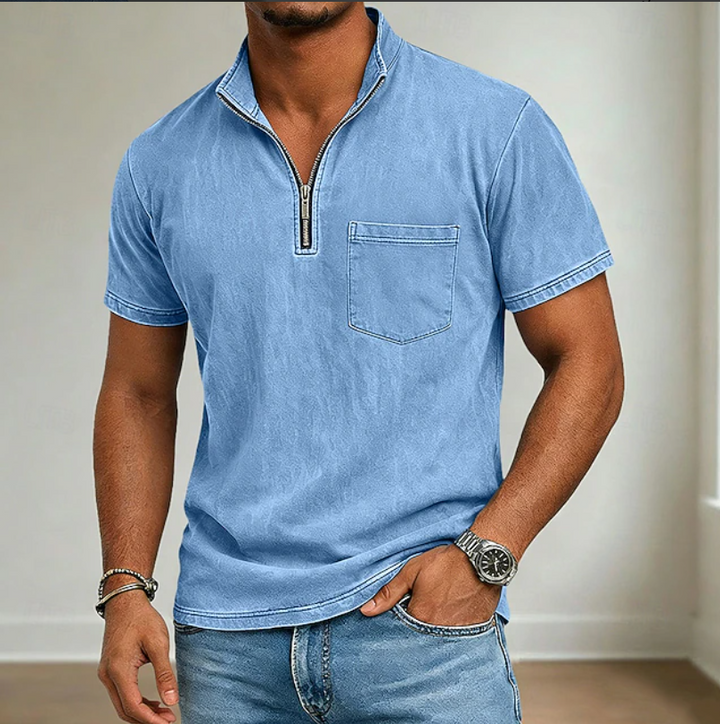 HALF ZIP POLO SHIRT FOR MEN
