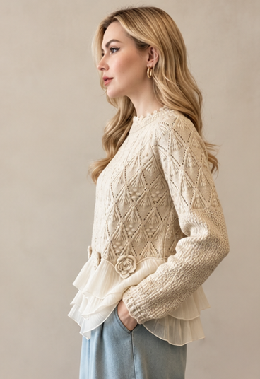 Odile | Pull en maille à volants