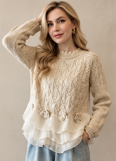 Odile | Pull en maille à volants
