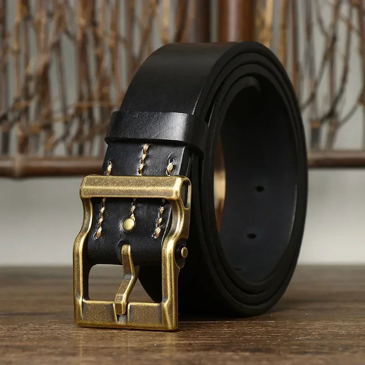 COWHIDE BRASS BUCKLE BELT FOR MEN