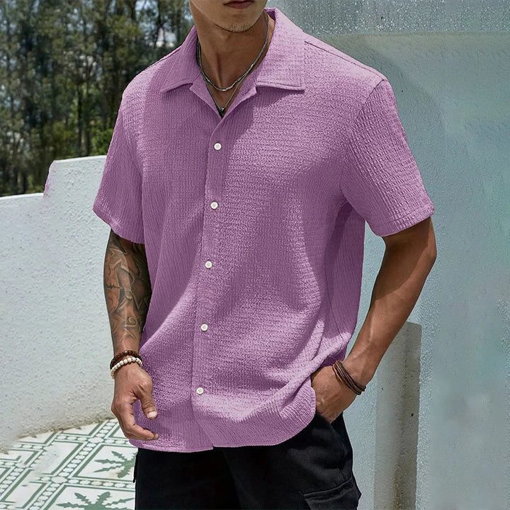 TEXTURED CUBAN SHIRT FOR MEN