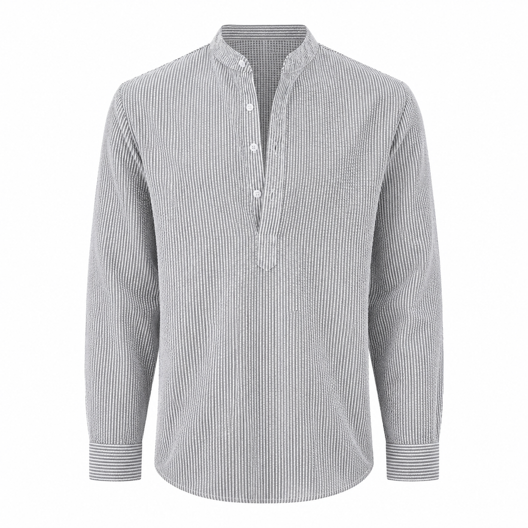 STRIPED BAND COLLAR SHIRT FOR MEN