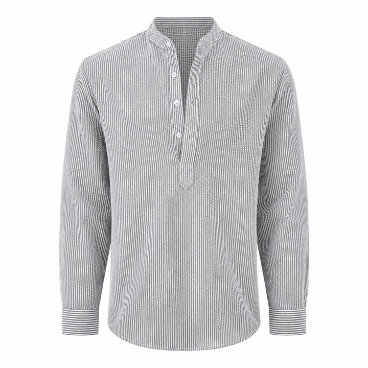 STRIPED BAND COLLAR SHIRT FOR MEN