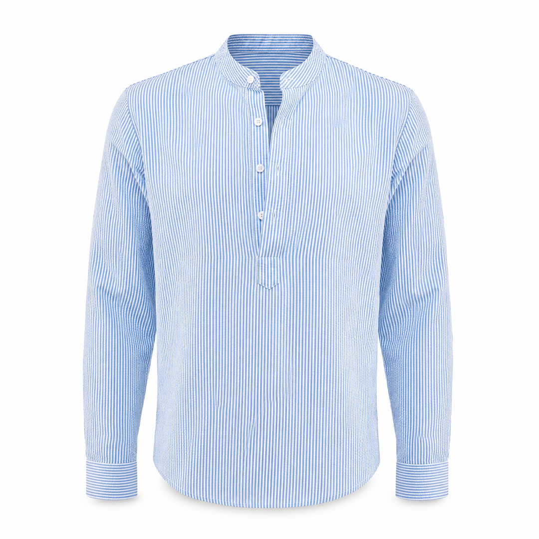STRIPED BAND COLLAR SHIRT FOR MEN