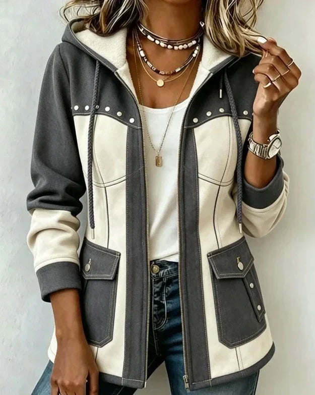 BEAUMONT NICE | VESTE À CAPUCHE CONTRASTÉE POUR FEMMES