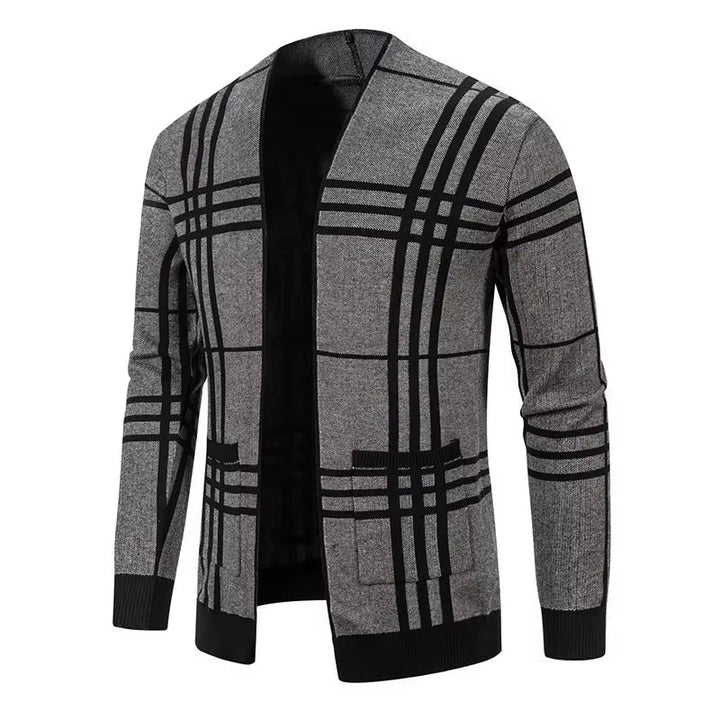 CHECKERED KNIT CARDIGAN FOR MEN