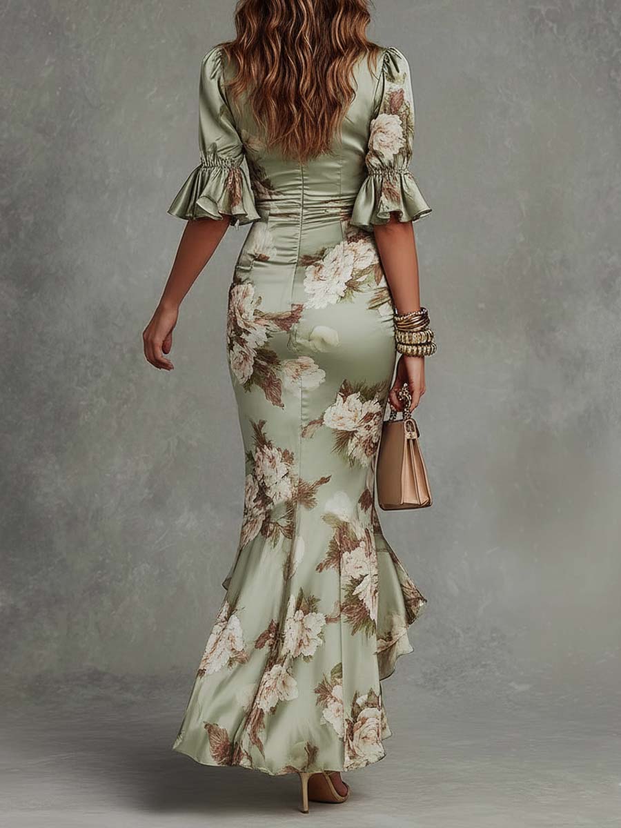 BEAUMONT NICE | ROBE EN SATIN FLORALE POUR FEMMES
