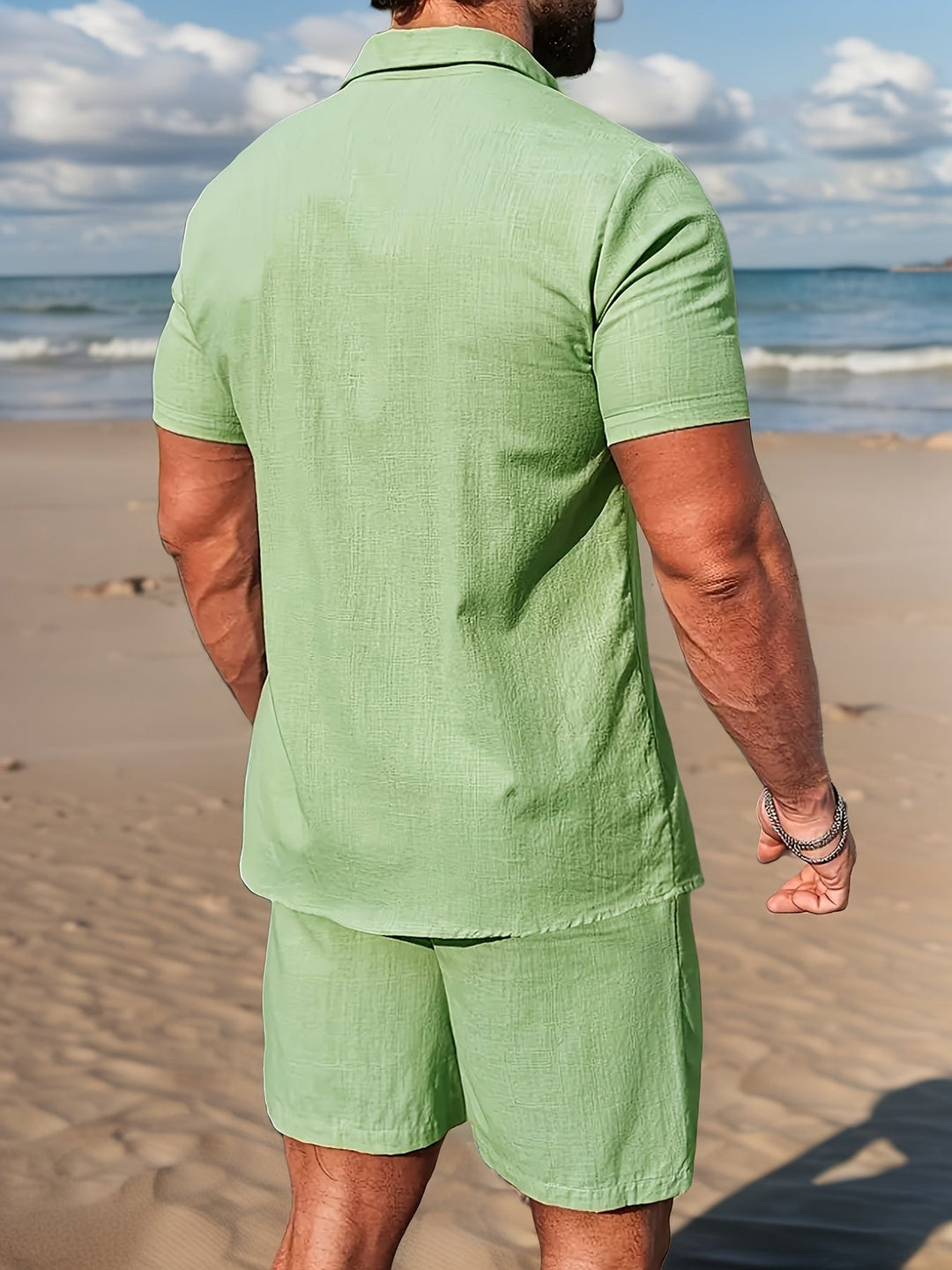 BELTED SHIRT SHORTS SET FOR MEN