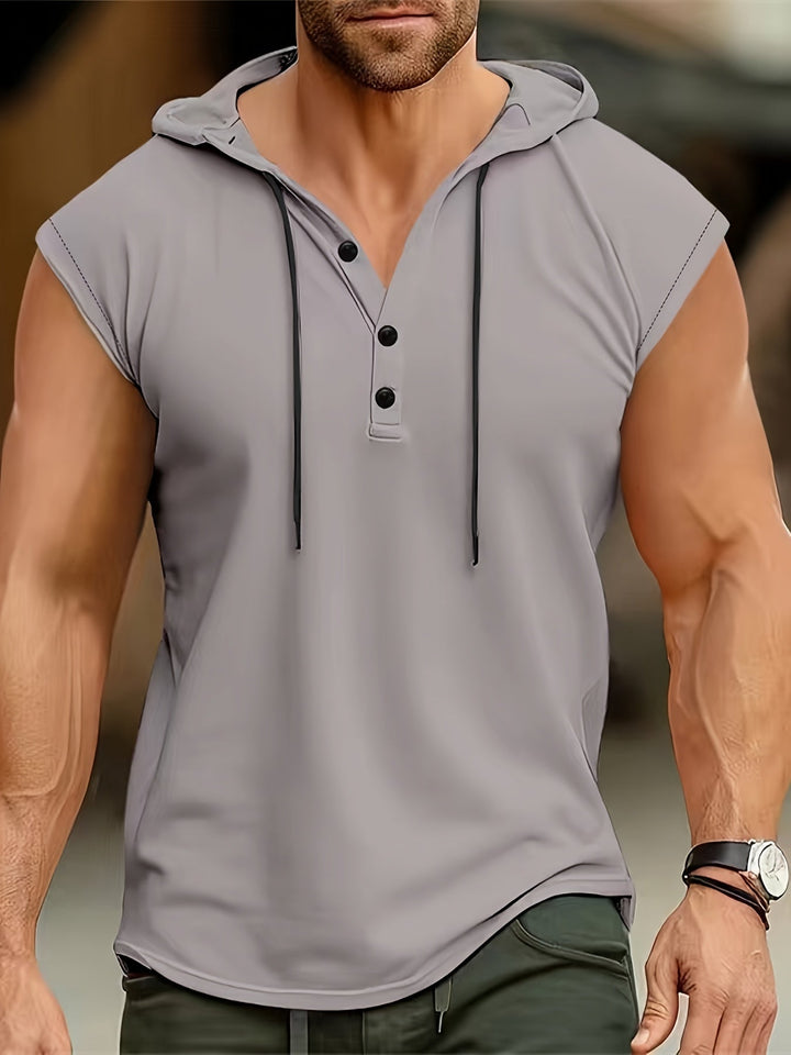HOODED HENLEY SHIRT FOR MEN
