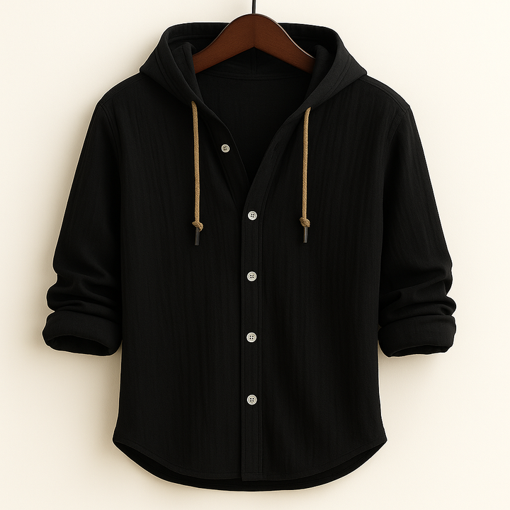 COTTON LINEN HOODIE SHIRT FOR MEN