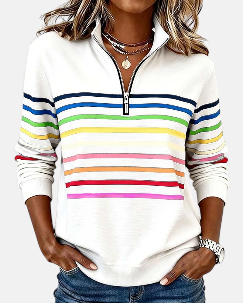 BEAUMONT NICE | PULL RAYÉ À FERMETURE ÉCLAIR POUR FEMMES