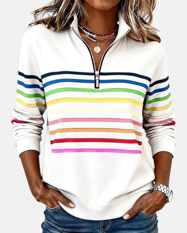 BEAUMONT NICE | PULL RAYÉ À FERMETURE ÉCLAIR POUR FEMMES