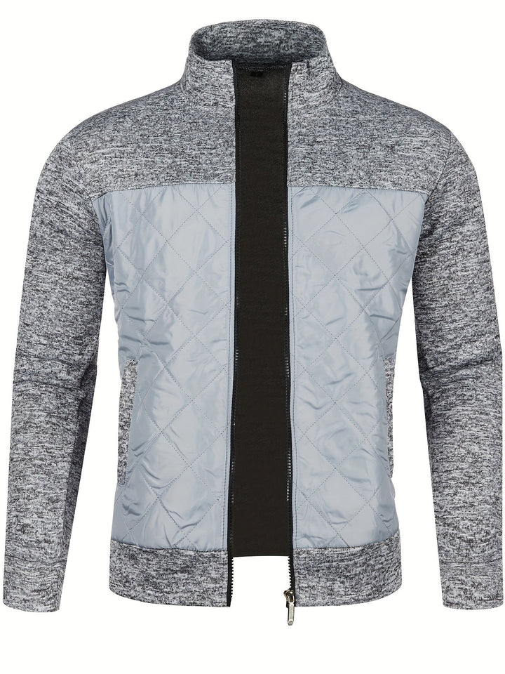 STAND COLLAR ZIP KNIT JACKET FOR MEN
