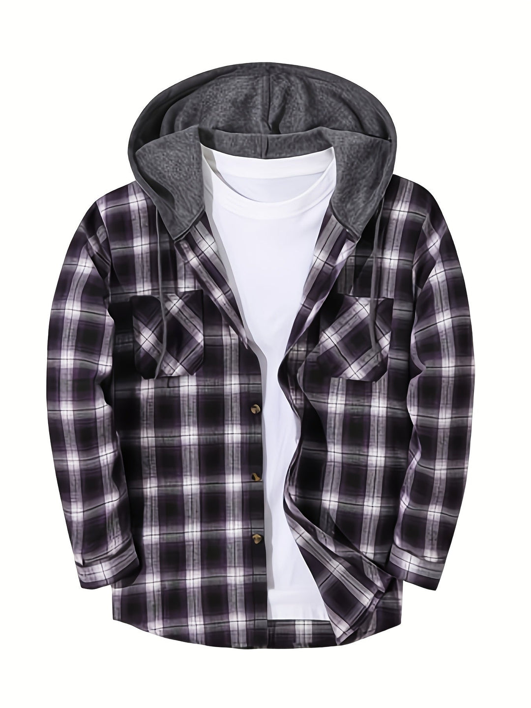 PLAID HOODED SWEATSHIRT FOR MEN