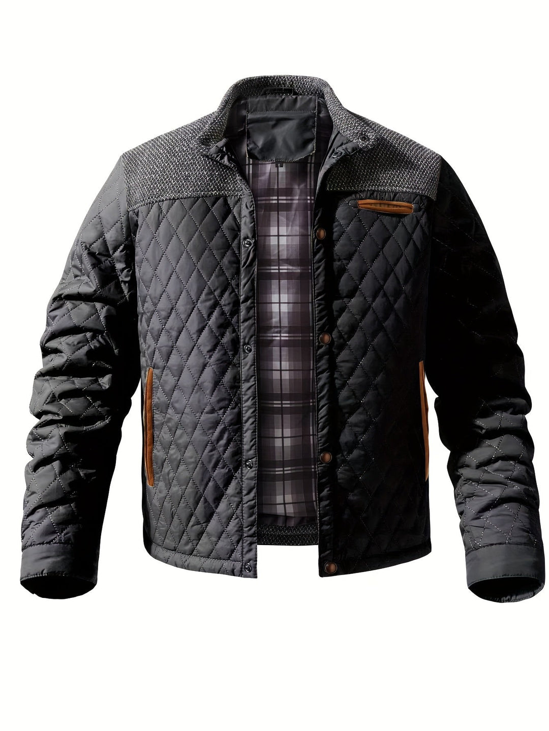 COLOUR BLOCK STAND COLLAR JACKET FOR MEN